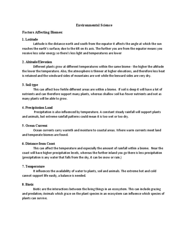 Factors Affecting Biomes | PDF | Science & Mathematics