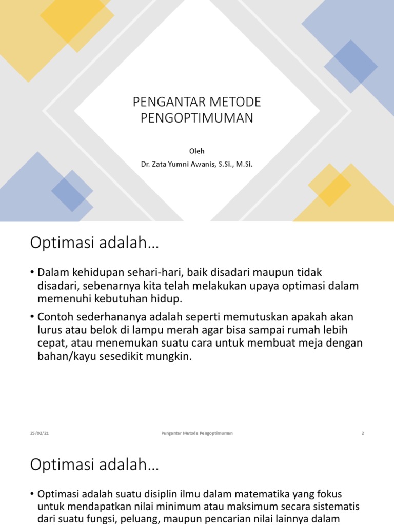 Pengantar Metode Pengoptimuman | PDF