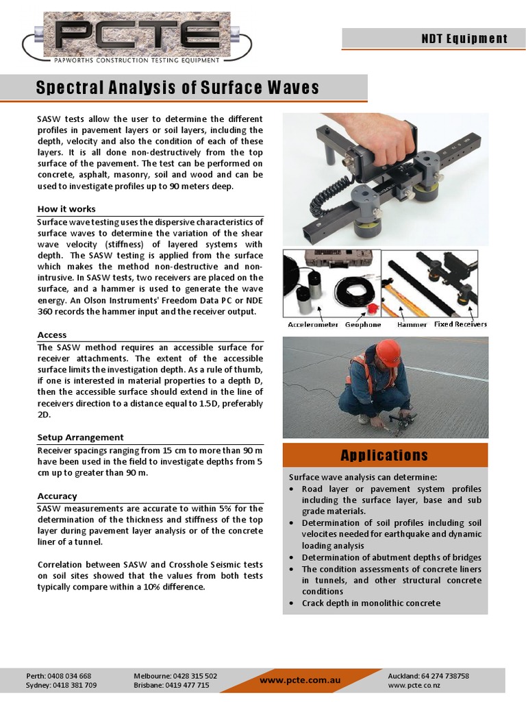 Spectral Analysis of Surface Waves: Product Brochure NDT Equipment ...