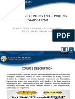 Financial Accounting and Reporting BSA/BSCA12M1: by Prof. Cesar V. Ramirez, Cpa. Mba, Ceso Iv, Friacc, Bsa Program Chair
