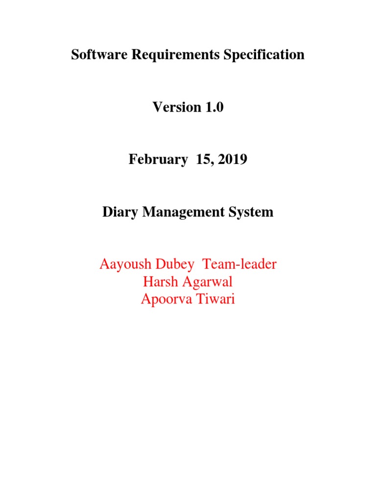 Diary Management System Specs | PDF | Use Case | Databases