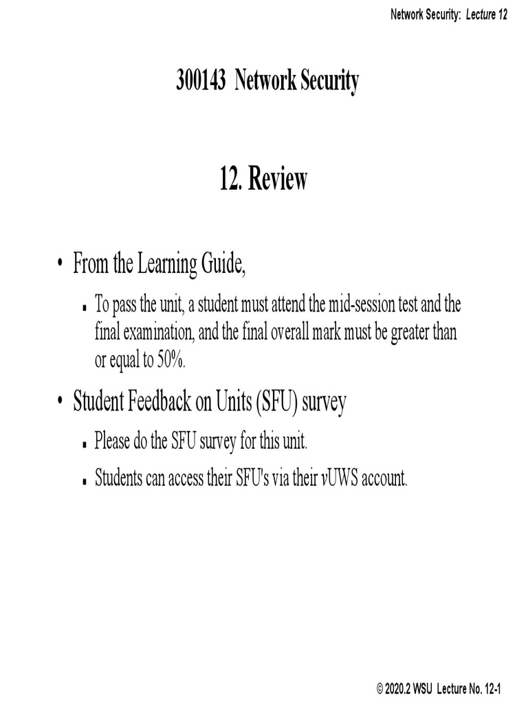 NS20 Lecture 12 Review | PDF | Multiple Choice | Lecture