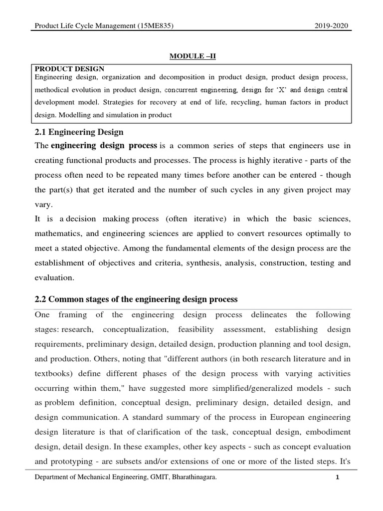 15me835 PLCM Module 2 | PDF | Engineering Design Process | Science