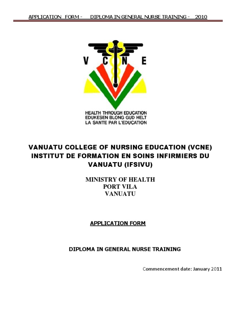 VCNE Nursing Diploma Application Form | PDF | Diploma | Nursing