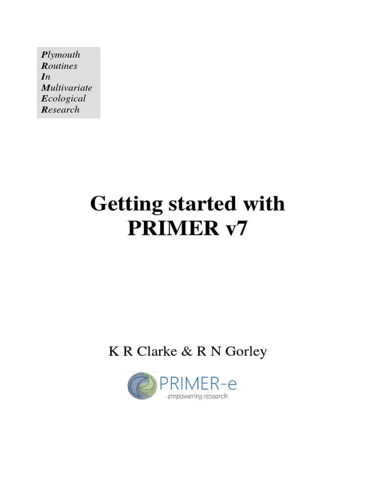 Clarke & Gorley - 2015 - Getting Started Primer V7 | PDF | Principal ...
