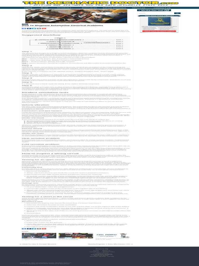 How To Diagnose Automotive Electrical Problems The Mechanic Doctor PDF Electrical