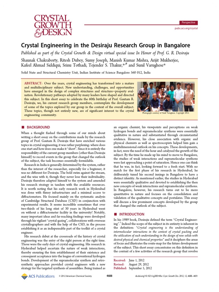Crystal Engineering in The Desiraju Rese | PDF | Supramolecular ...