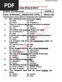 11th English Solved Past Papers