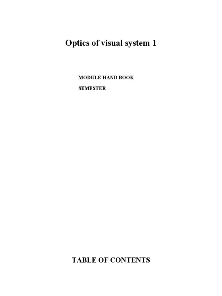 Optics of The Visual System PDF Eye Optics