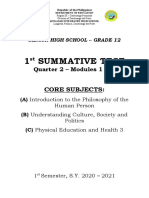 1 Summative Test: Core Subjects