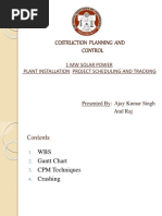 Costruction Planning and Control: 1 MW Solar Power Plant Installation Project Scheduling and Tracking