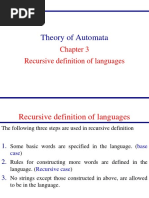 Theory of Automata: Recursive Definition of Languages