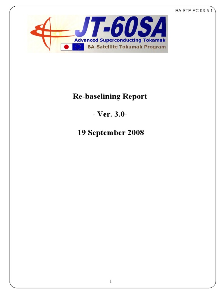 Re-baselining Report for JT-60SA Project | PDF | Plasma (Physics) | Physics
