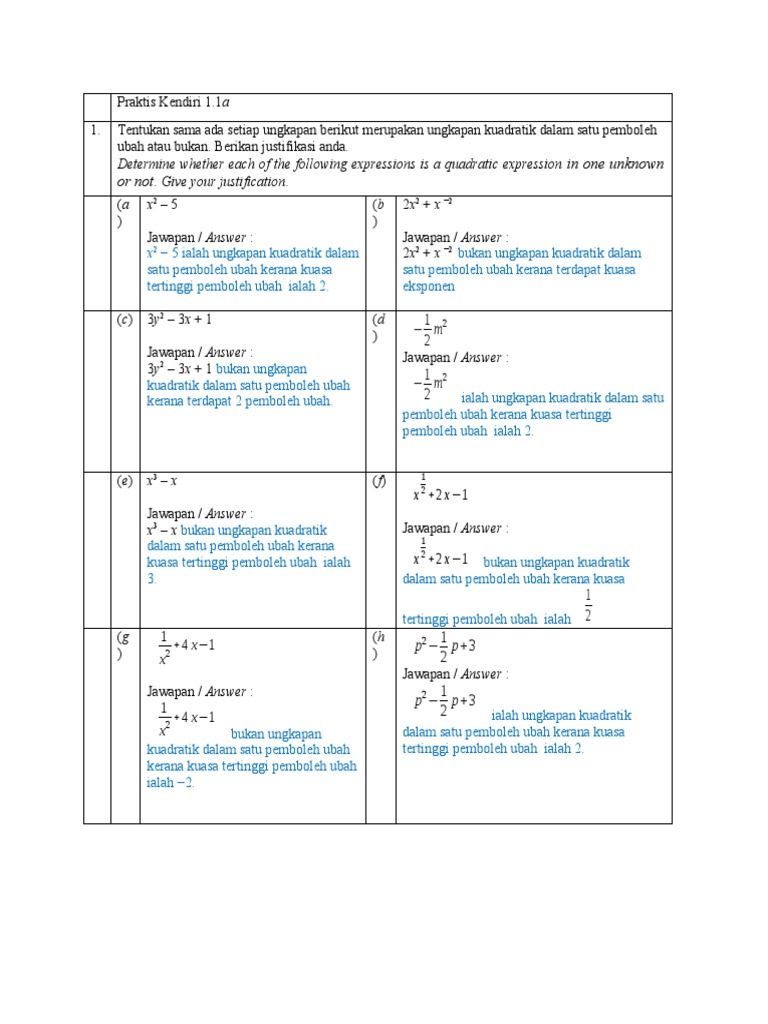 Praktis Kendiri 1 1a Tingkatan 4 Buku Teks Matematik Kssm Pdf