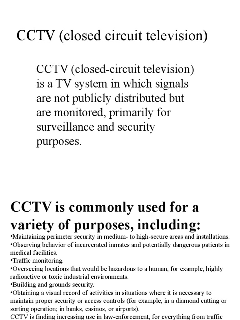 CCTV (Closed Circuit Television) | PDF | Closed Circuit Television ...