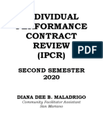 Individual Performance Contract Review (IPCR) : Second Semester 2020