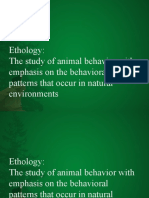 Ethology: The Study of Animal Behavior With Emphasis On The Behavioral Patterns That Occur in Natural Environments