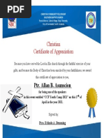 Christian Certificate of Appreciation: Ptr. Allan B. Asunscion