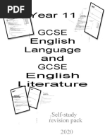 Year 11 Gcse English Language and Gcse English Literature: Self-Study Revision Pack 2020