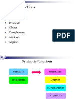 Syntactic Functions: Subject Predicate Object Complement Attribute Adjunct