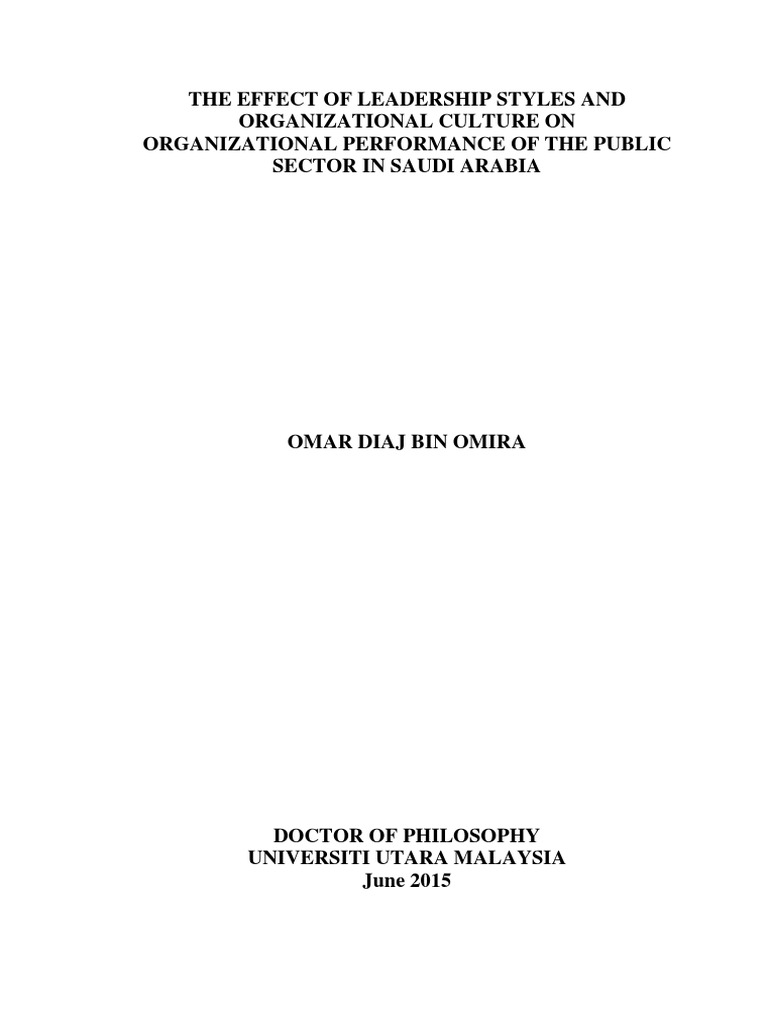 The Effect of Leadership Styles and Organizational Culture On ...