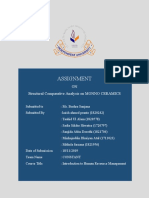 Assignment: ON Structural Comparative Analysis On MONNO CERAMICS