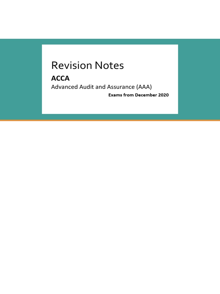 Revision Notes Advanced Audit And Assurance Aaa Pdf Money