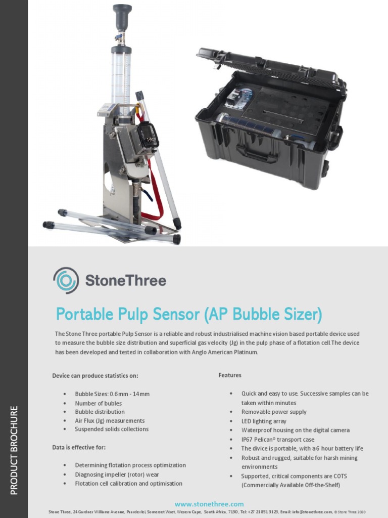 Stone Three Portable Pulp Sensor (Bubble Sizer) Product Brochure | PDF ...