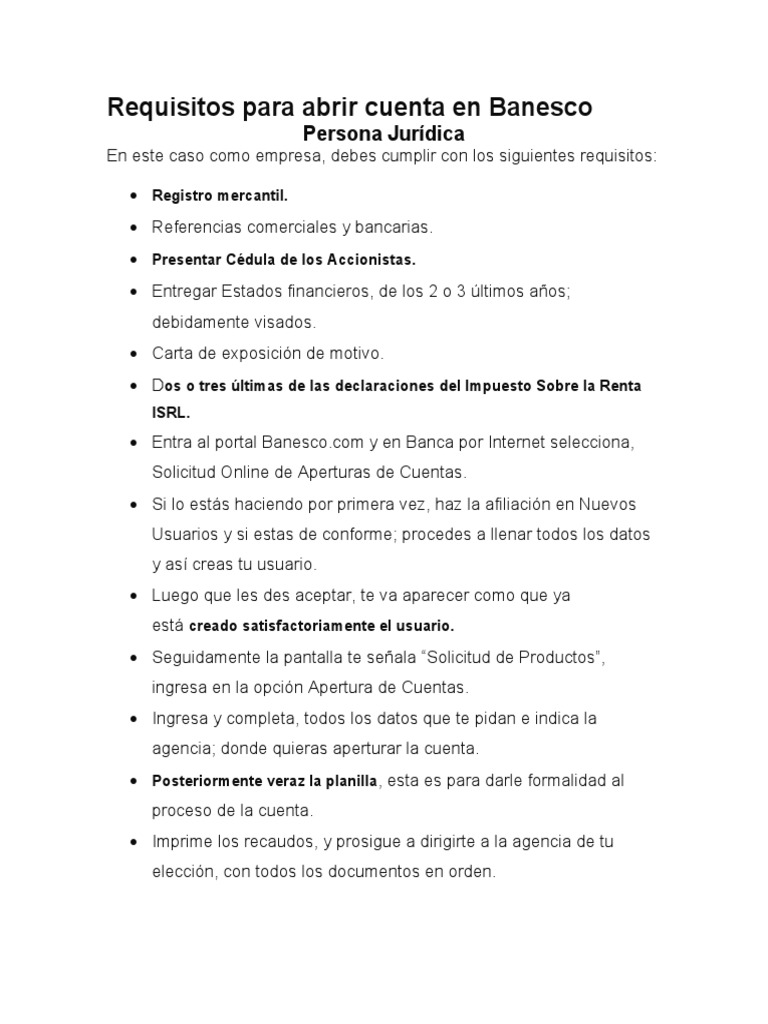 Requisitos para Abrir Cuenta en Banesco | PDF | ciberespacio | Informática