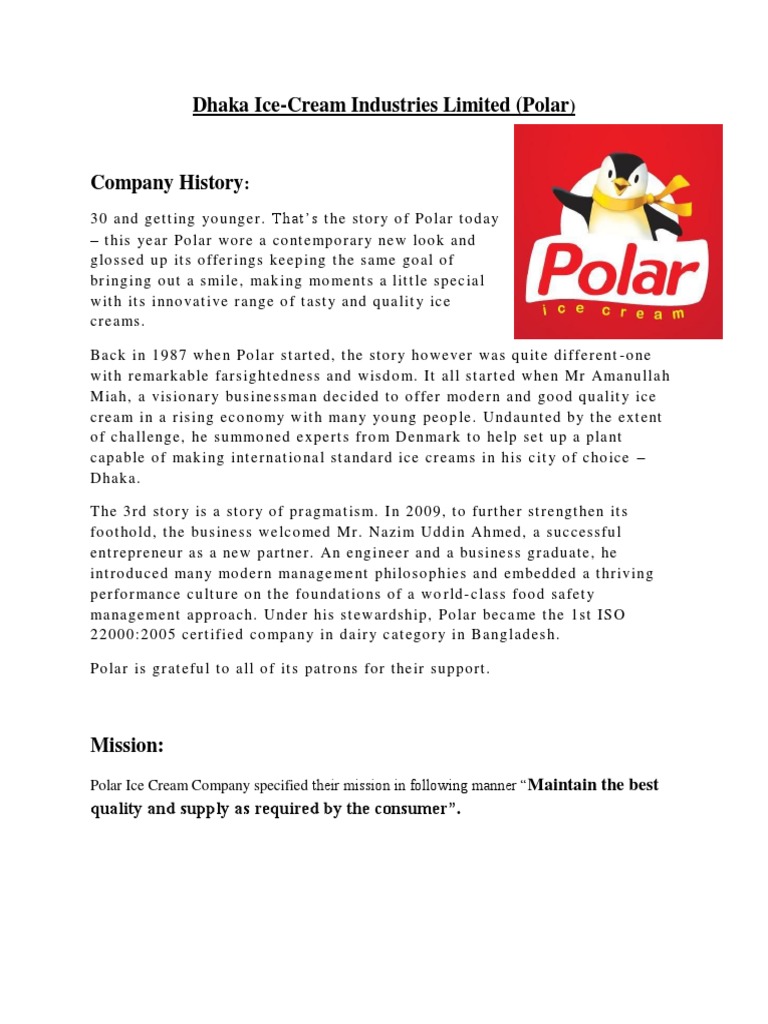 The History and Products of Dhaka IceCream Industries Limited (Polar) A Leading Ice Cream