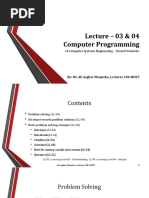 Lecture - 03 & 04 Computer Programming: 14 Computer Systems Engineering - Second Semester