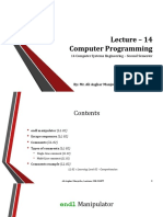 Lecture - 14 Computer Programming: 14 Computer Systems Engineering - Second Semester