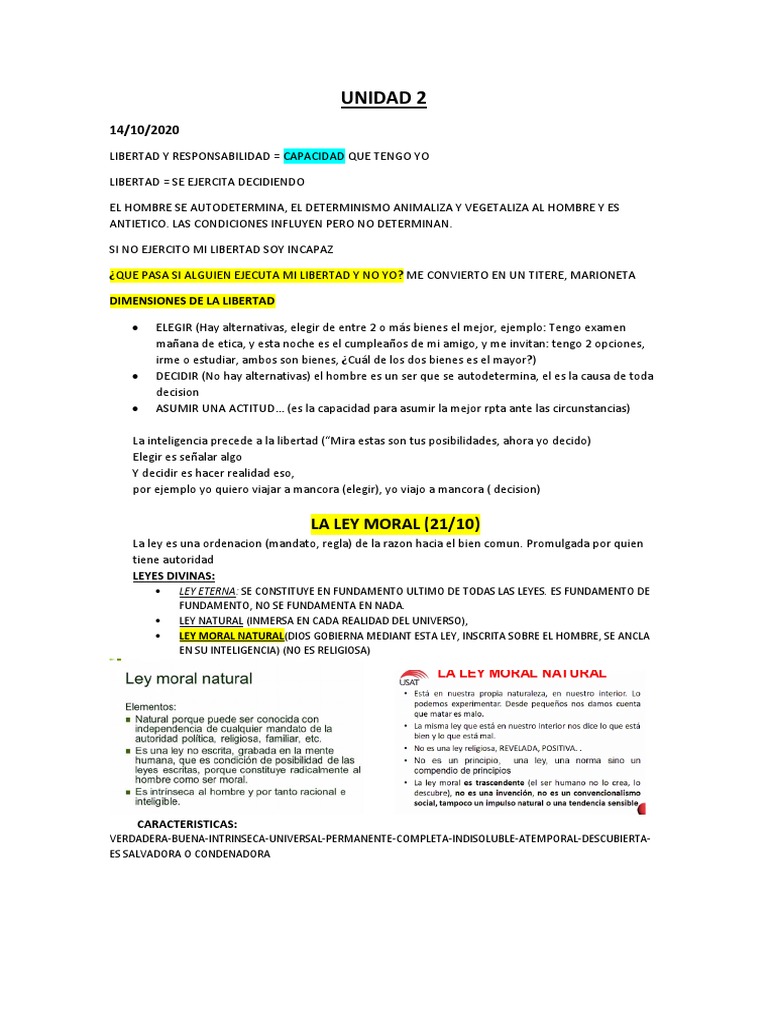 Apuntes 2unidad | PDF | La Ley natural | Moralidad