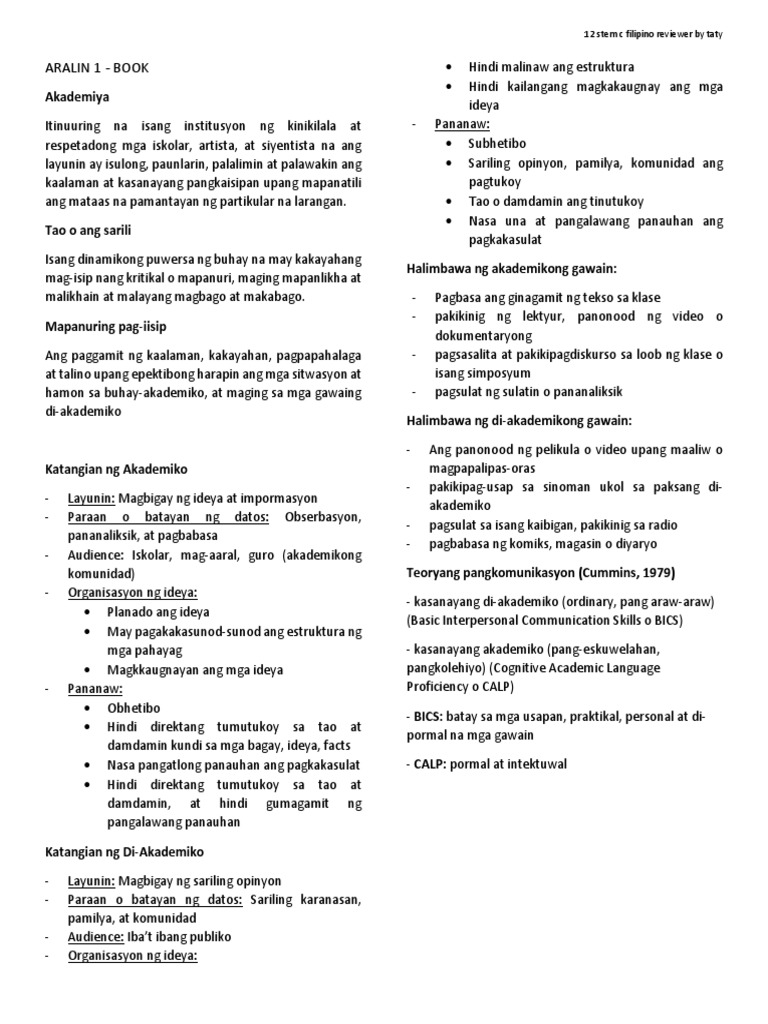Filipino Reviewer | PDF