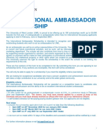 UWL International Ambassadors Scholarship Application Form 2021 