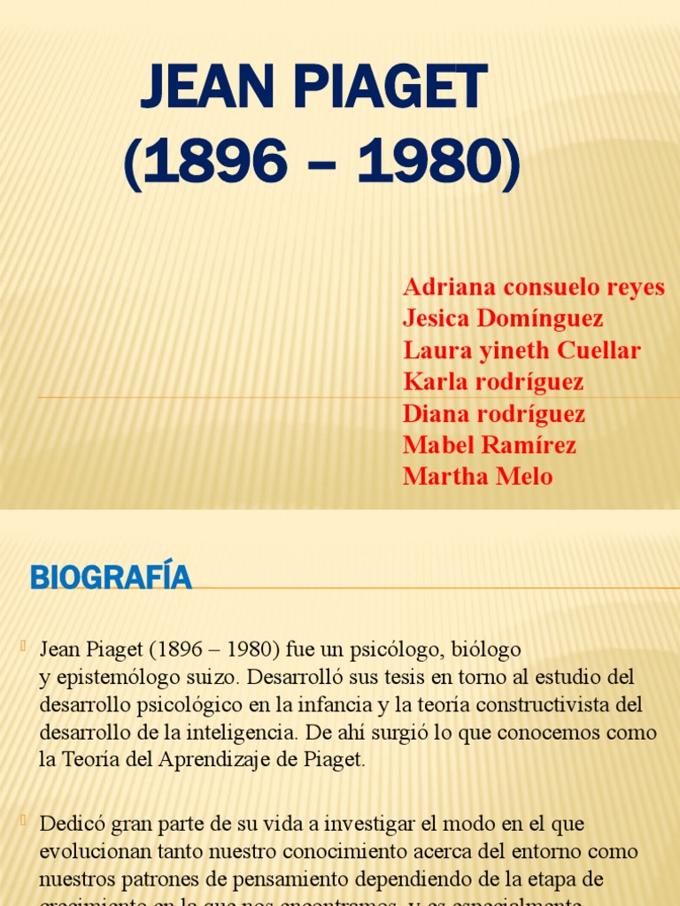 Jean Piaget | PDF | Desarrollo cognitivo | Sicología