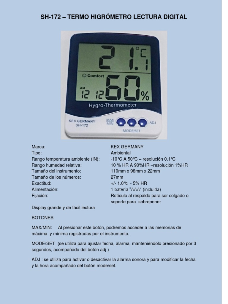 TERMO-HIGROMETRO DIGITAL °C/°F REF:HTC-2 MARCA: DIGITAL SERIE