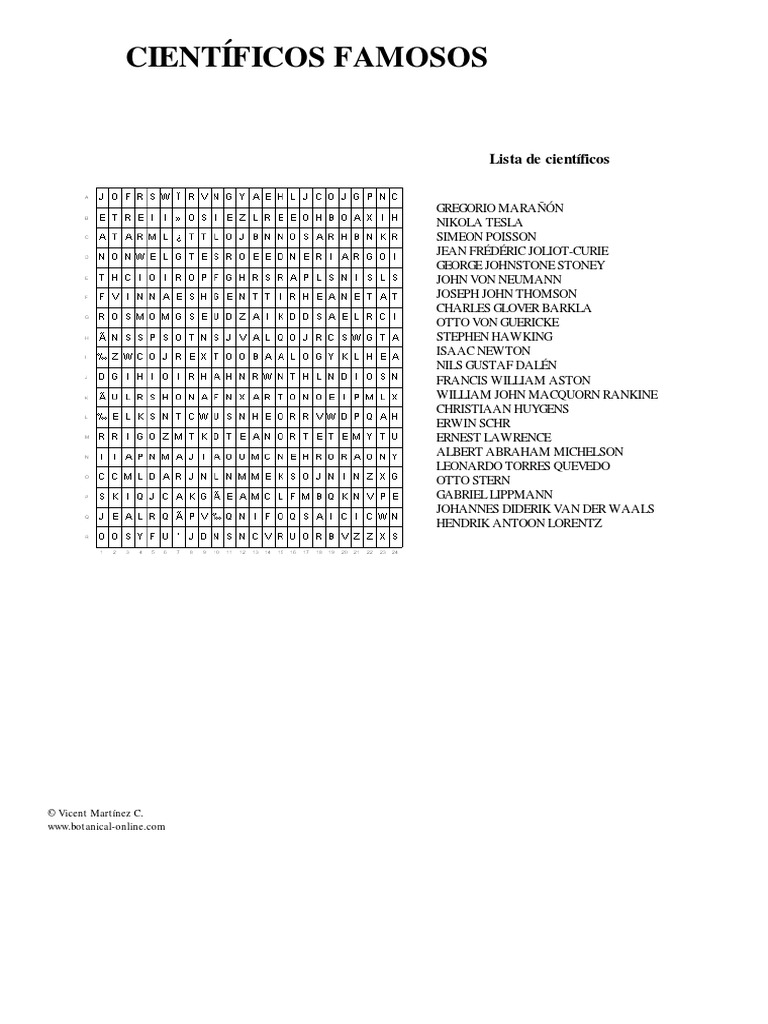 Sopa de Letras Cientificos PDF