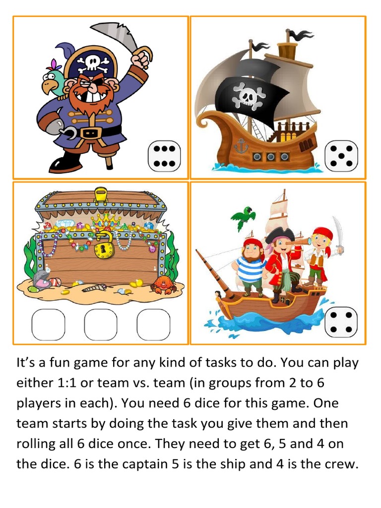 Any Grammar or Vocabulary Pirates Dice Game Boardgames Fun Activities