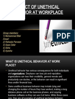 Impact of Unethical Behavior at Workplace PPT - Final