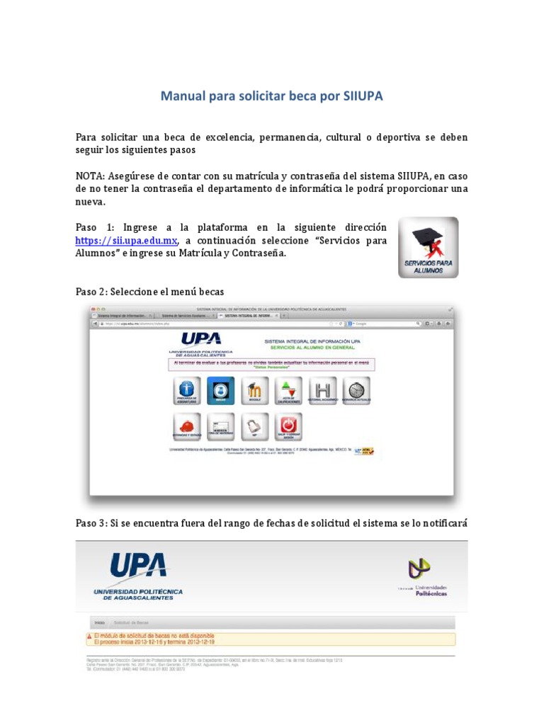 Guía para Solicitar Becas SIIUPA | PDF