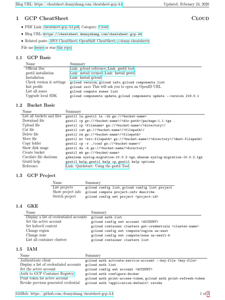 1 GCP Cheatsheet Cloud | PDF | I Cloud | Ip Address