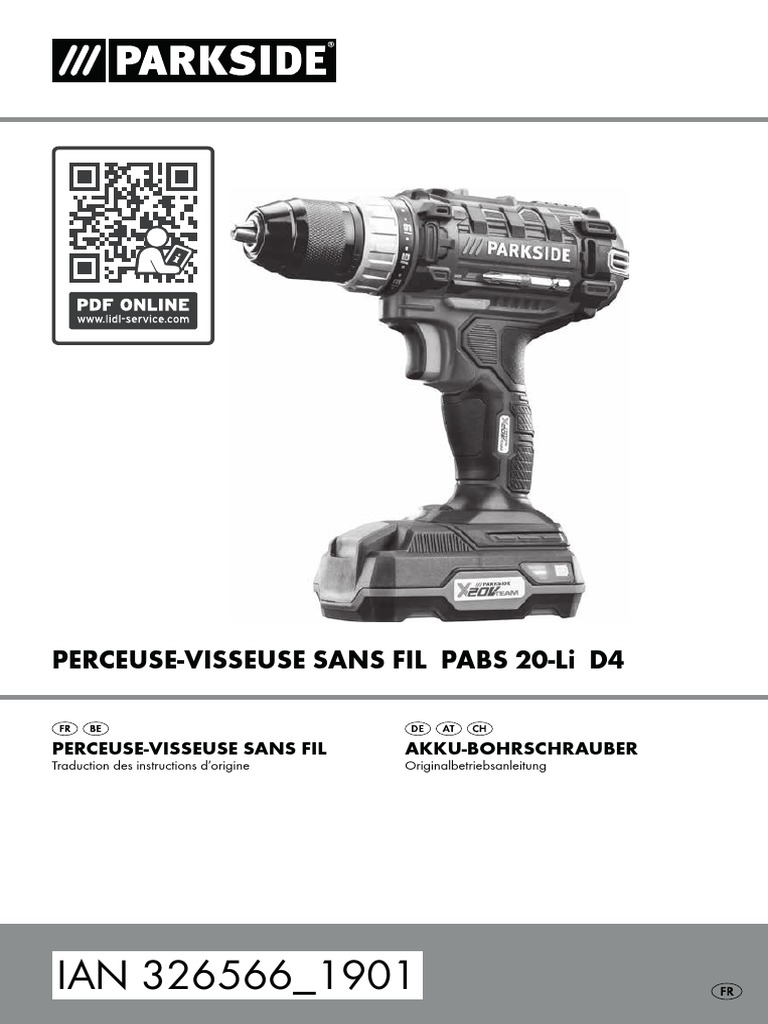 Perceuse Visseuse Parkside 20V sur