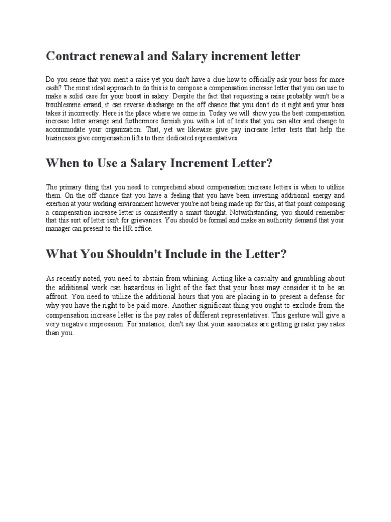 Salary Increment Letter | PDF | Salary | Employment
