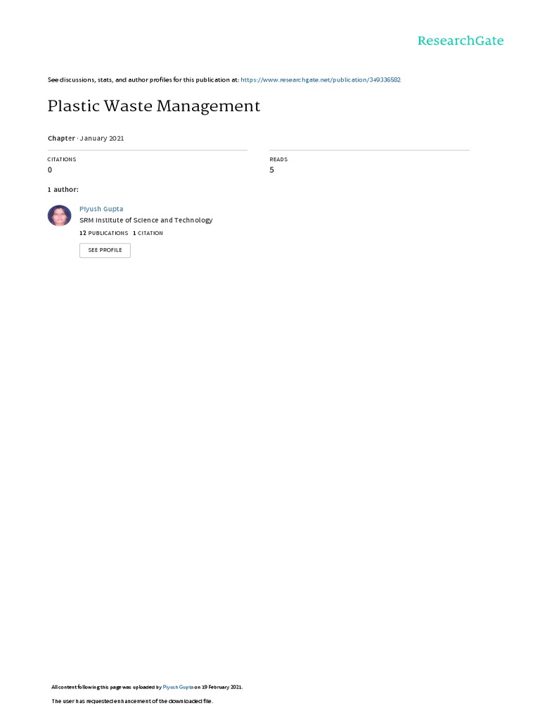 Plastic Waste Management | PDF | Gasification | Waste