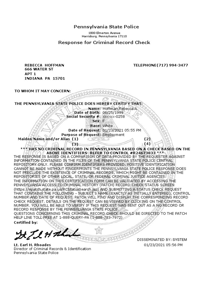 Pa State Police | PDF | Criminal Record | Law Enforcement
