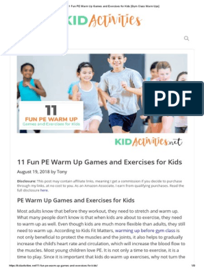 11 Fun PE Warm Up Games and Exercises For Kids (Gym Class Warm Ups), PDF, Physical Education