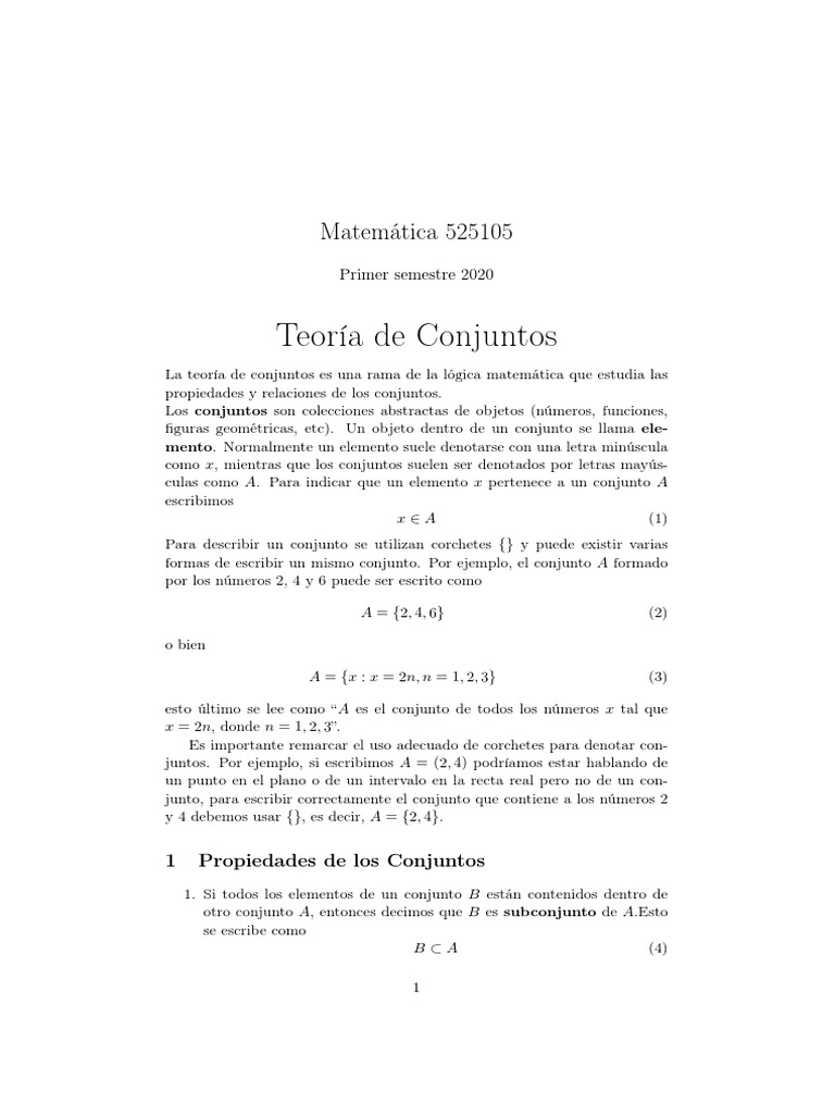 Teoría y Operaciones de Conjuntos | PDF | Conjunto (Matemáticas) | Lógica
