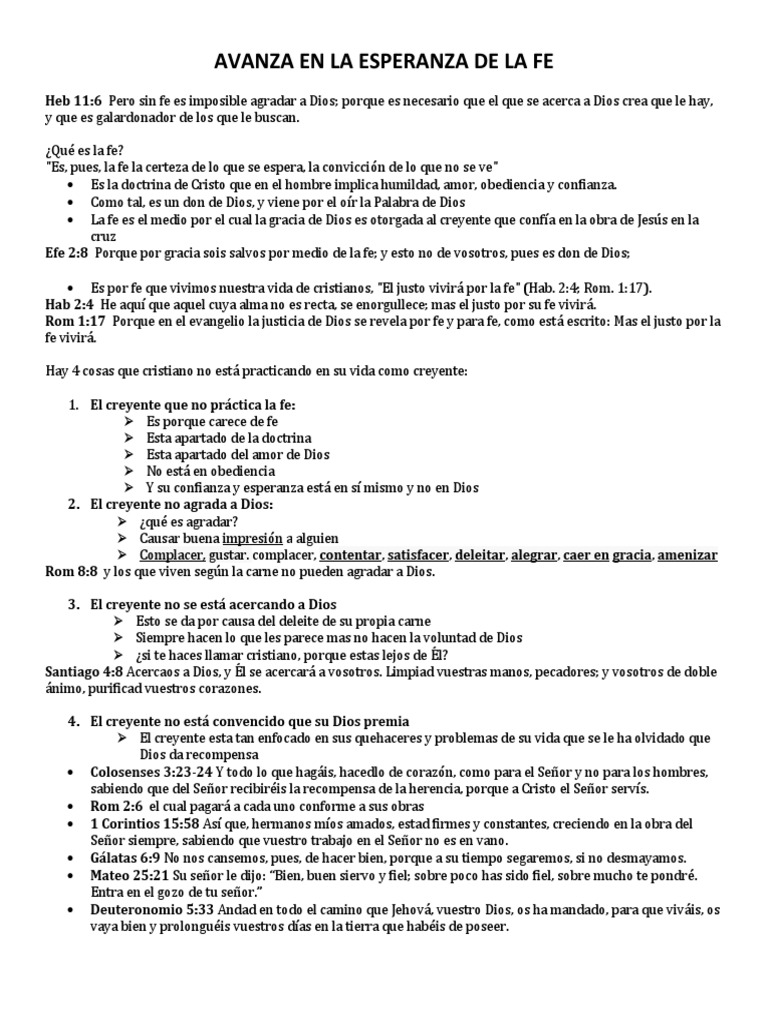 Avanza en La Esperanza de La Fe | PDF | Fe | Gracia en el cristianismo