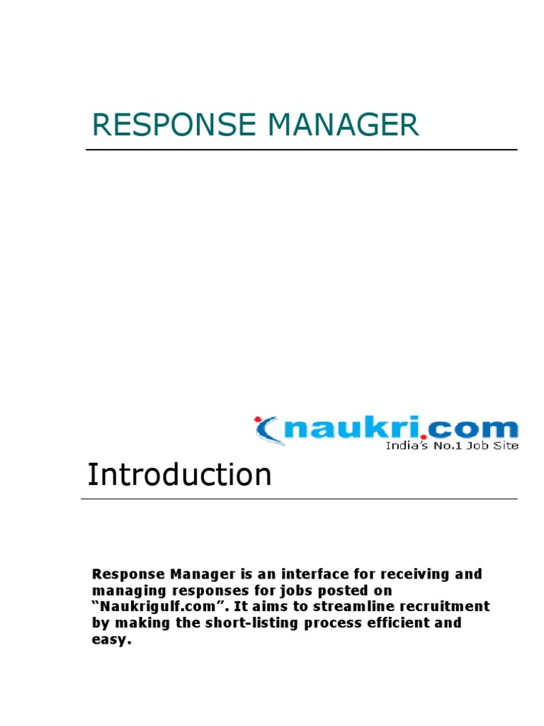 Response Manager | PDF | Recruitment | User (Computing)